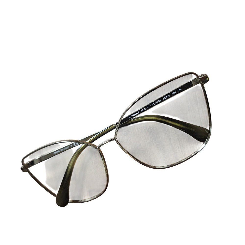 Chanel 4238-A Gold Metal Cat Eye Eyeglass Frames Only 53-19-140 Italy Luxury
